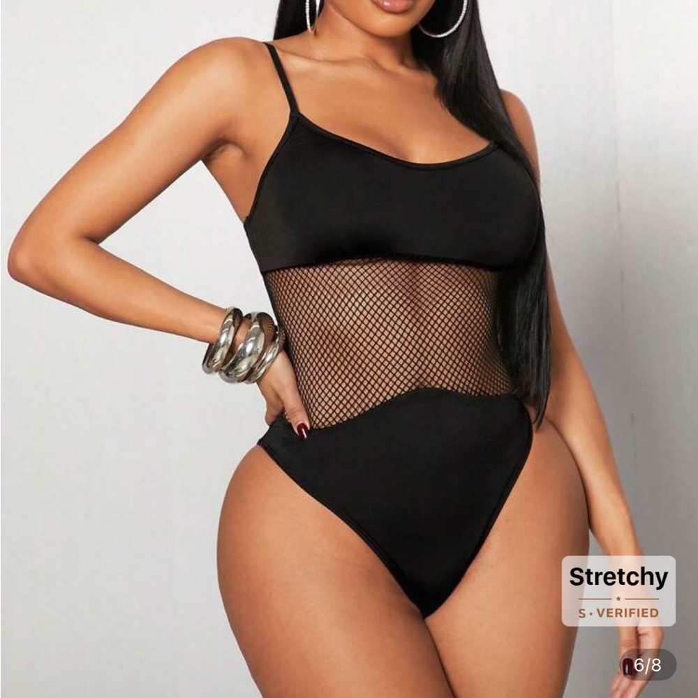 NWT SHEIN Black Mesh Bodysuit - Picture 2 of 7